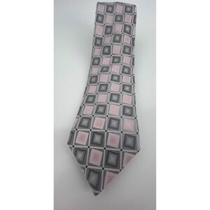 Bresciani Necktie Tie Mens Pink‎ Gray Geometric Silk Classic Business Formal